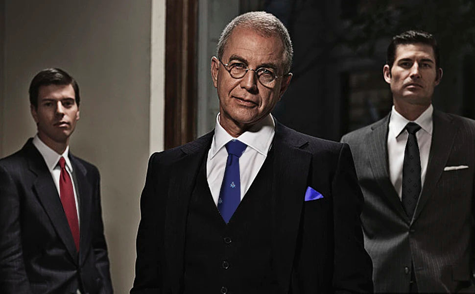 HAWSON Masonic Necktie for Men – Compass & G Letter Freemason Design (8cm)