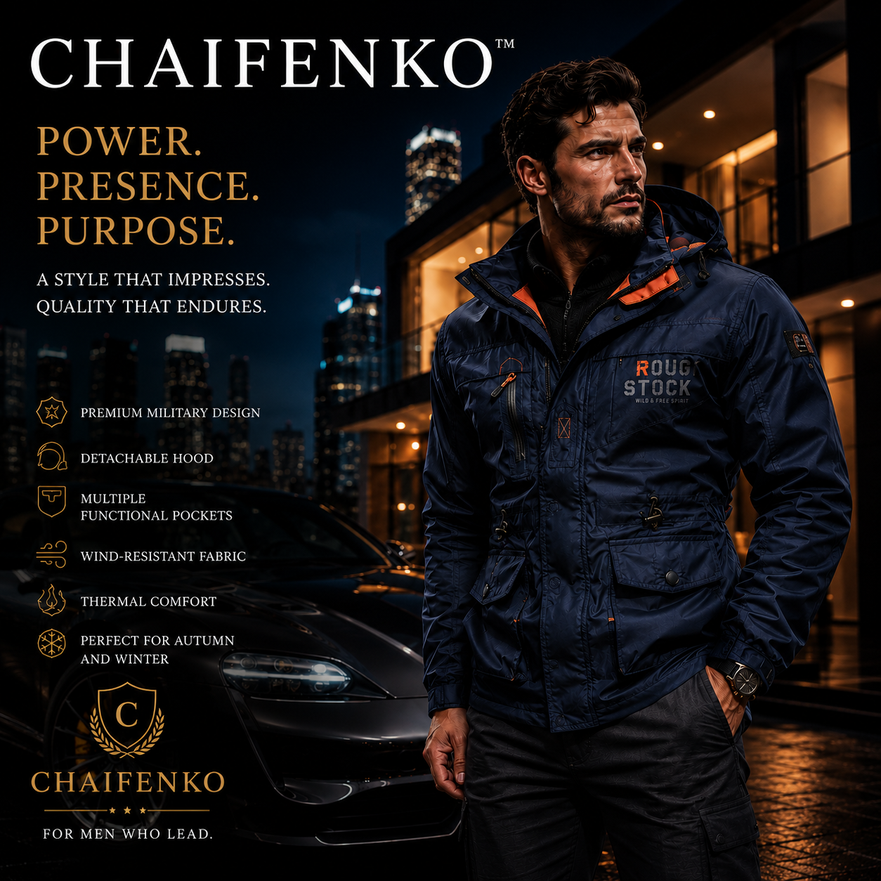 CHAIFENKO® Military Outdoor Jacket made for men who value presence, comfort, and performance in every environment.