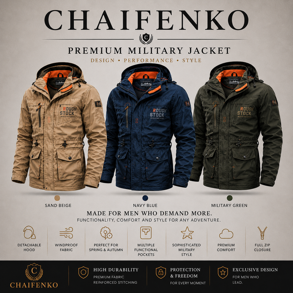 CHAIFENKO® Military Outdoor Jacket made for men who value presence, comfort, and performance in every environment.