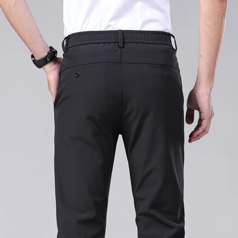 Men’s Ultra-Thin Ice Silk Casual Trousers – Slim Straight Quick-Drying Summer Pants