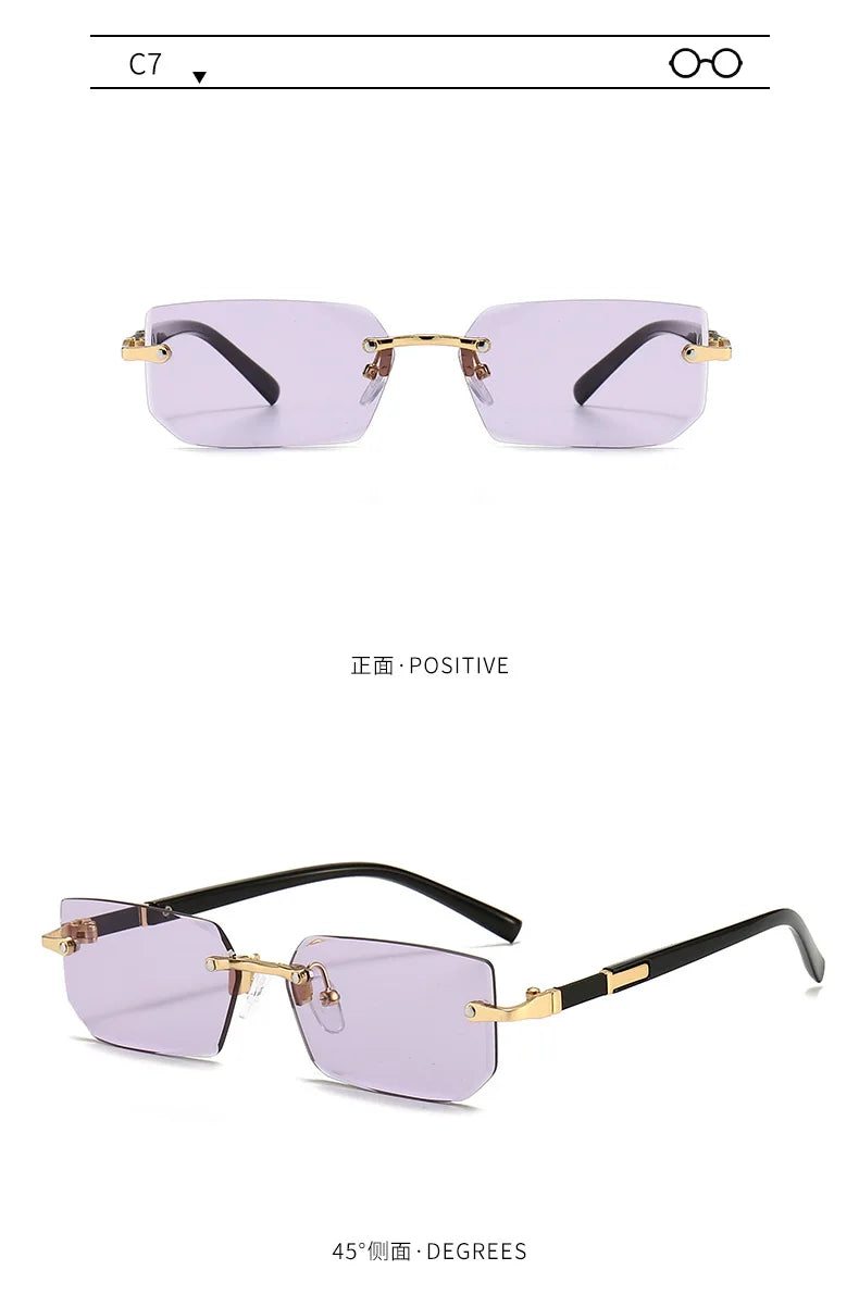 Rimless Rectangle Sunglasses – Fashionable Shades
