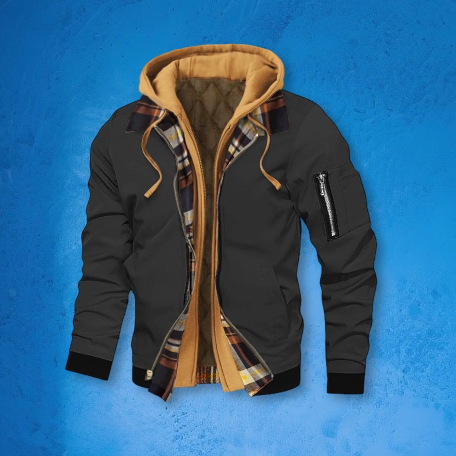 Men's Winter Hooded Jacket – Casual Fake Two-Piece Design