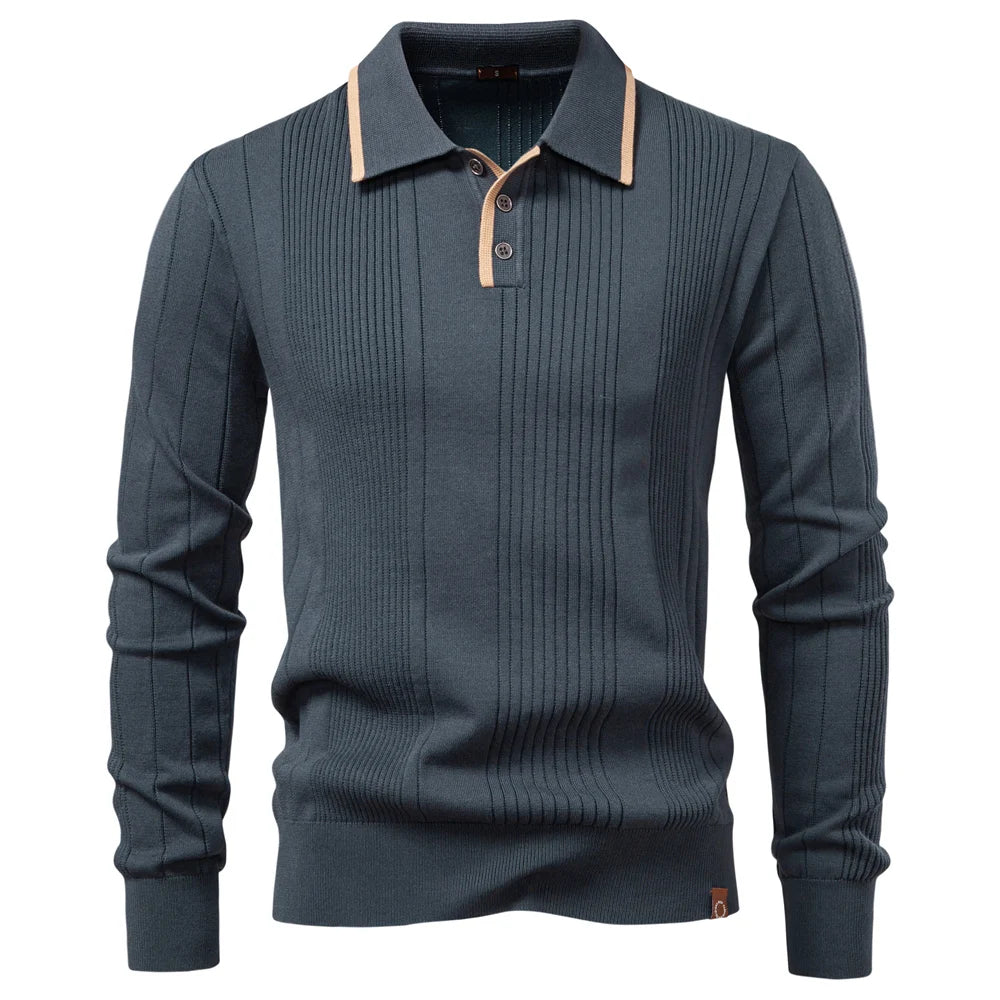 Men’s Long Sleeve Button-Down Polo Shirt – Autumn/Winter Collection