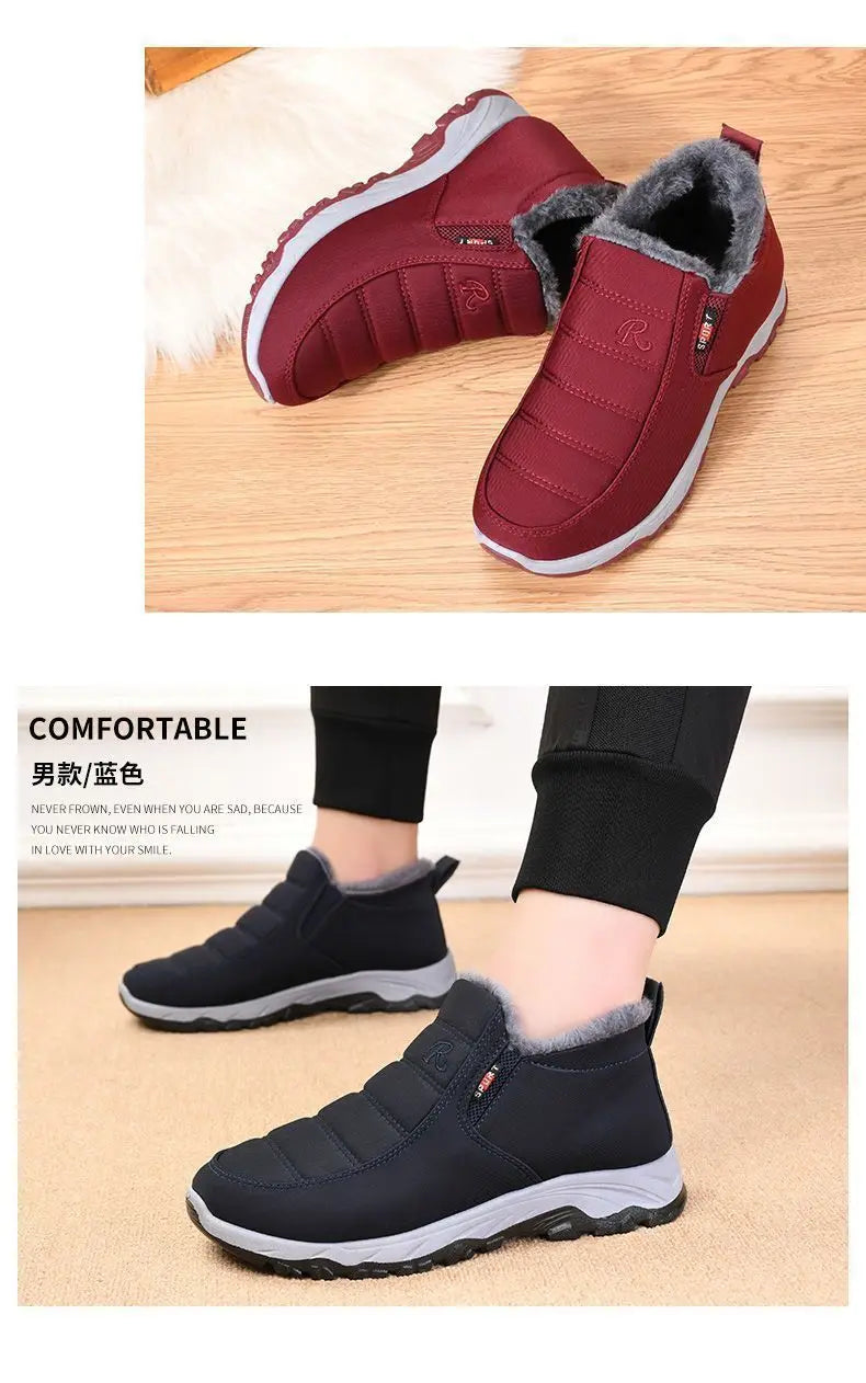 Men’s Winter Casual Warm Shoes – Slip-On, Plush Lining & Chunky Sole