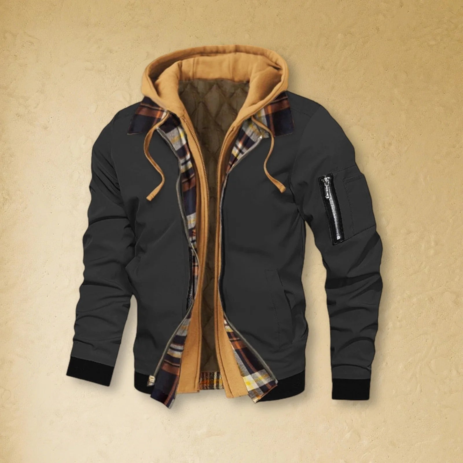 Men's Winter Hooded Jacket – Casual Fake Two-Piece Design
