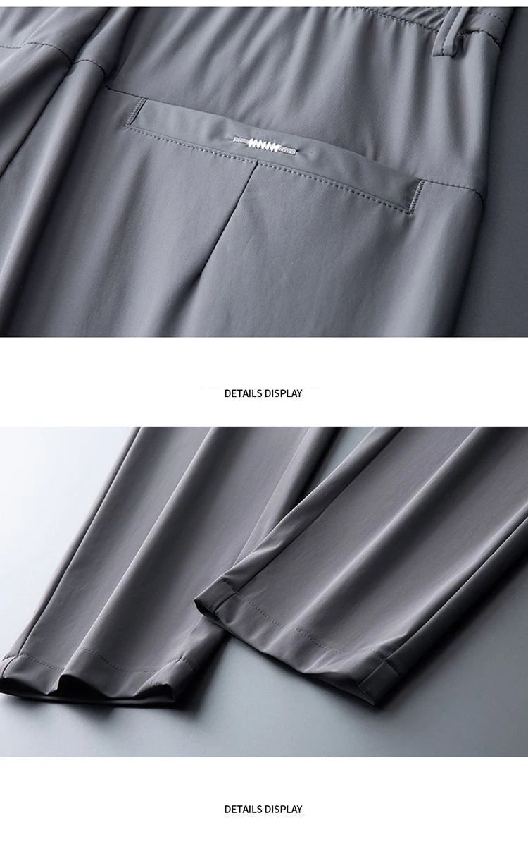 Men’s Ice Silk Slim Trousers – Lightweight & Quick-Dry