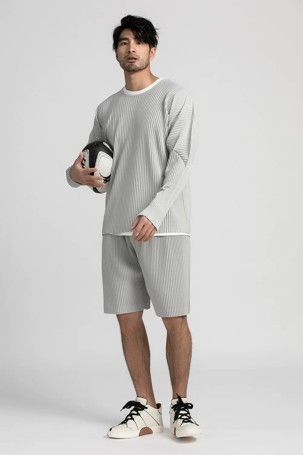 Pleated Long Sleeve T-Shirt – Japanese Streetwear Style Casual Top