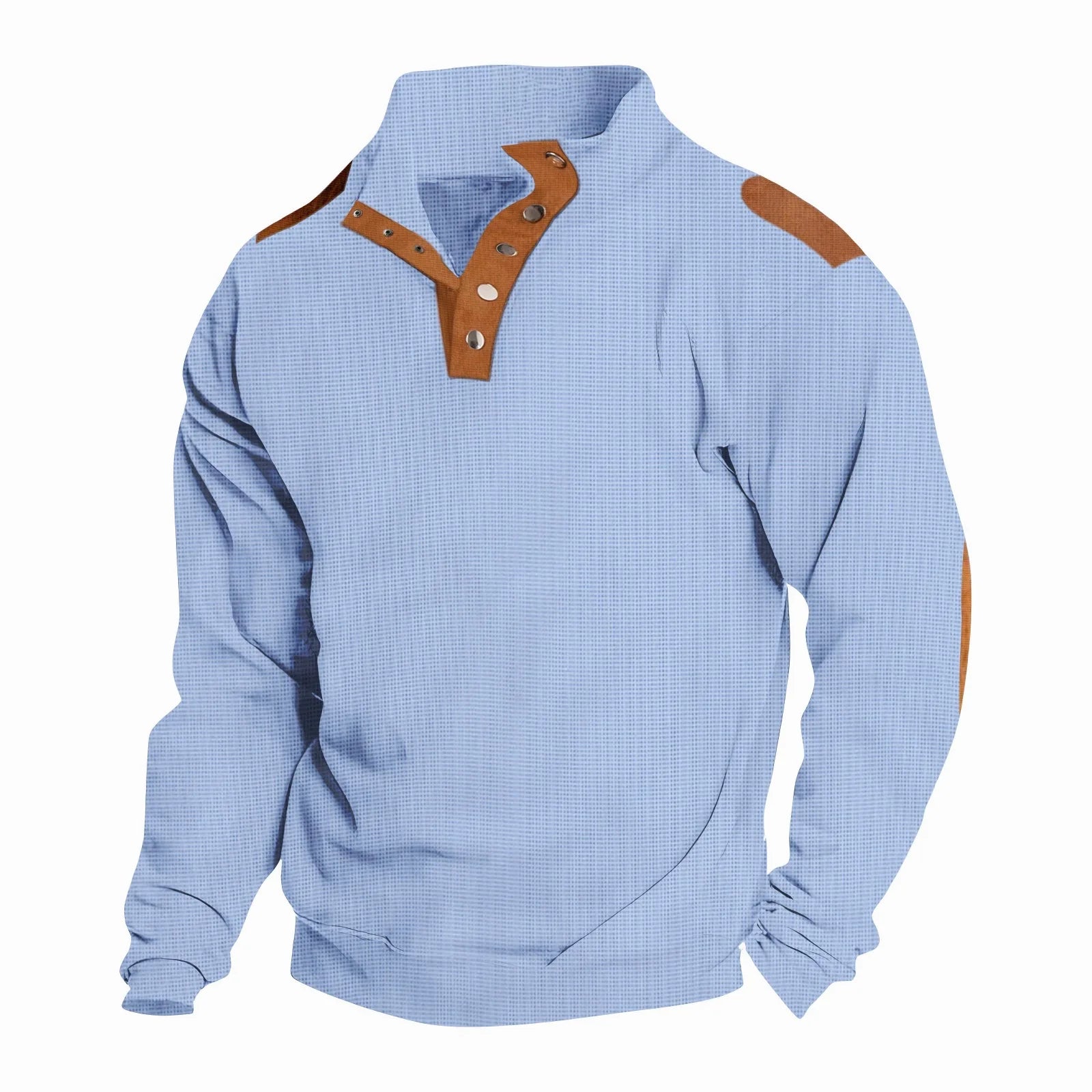 Men’s Long Sleeve Polo Shirt – Casual Stand Collar Button-Up, Spring & Autumn