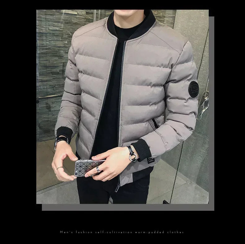 Men’s Winter Down Jacket – Slim Casual Hooded Parka, Warm & Windproof