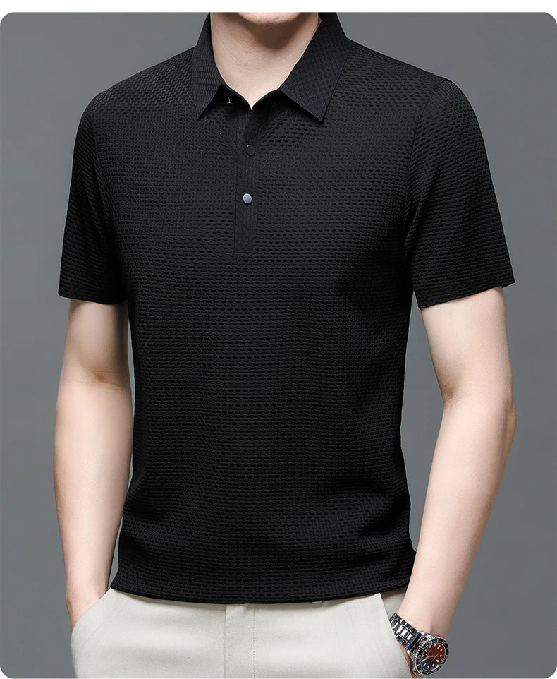 Men’s Ice Silk Polo Shirt – Breathable, Wrinkle-Resistant Summer Top