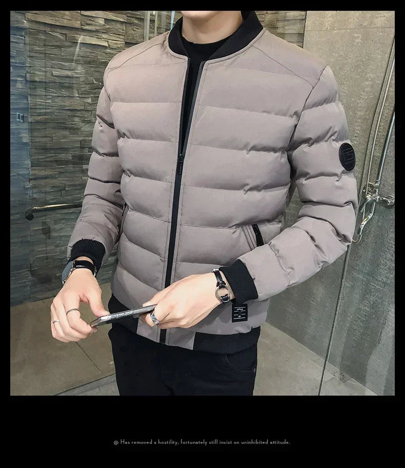 Men’s Winter Down Jacket – Slim Casual Hooded Parka, Warm & Windproof