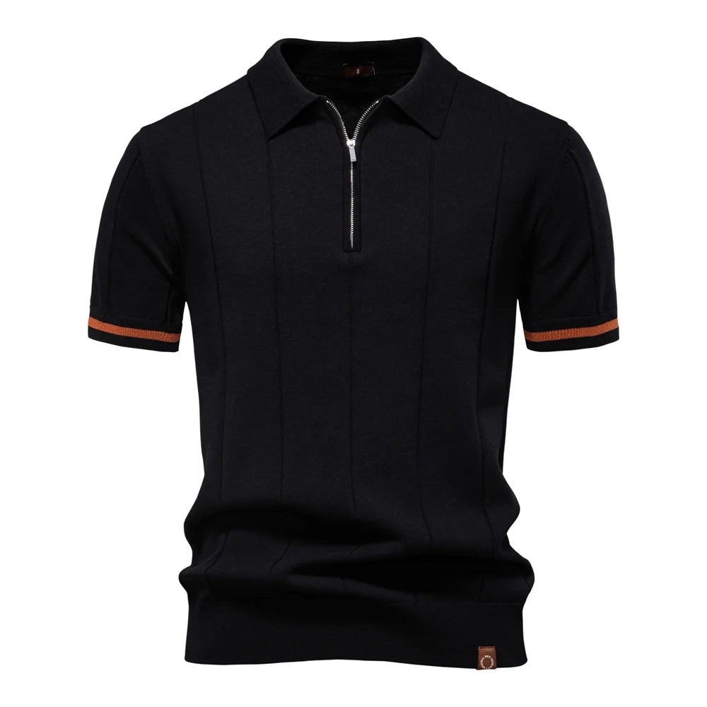 Men’s Slim Fit Polo Shirt with Zipper – Sporty & Smart Casual Style