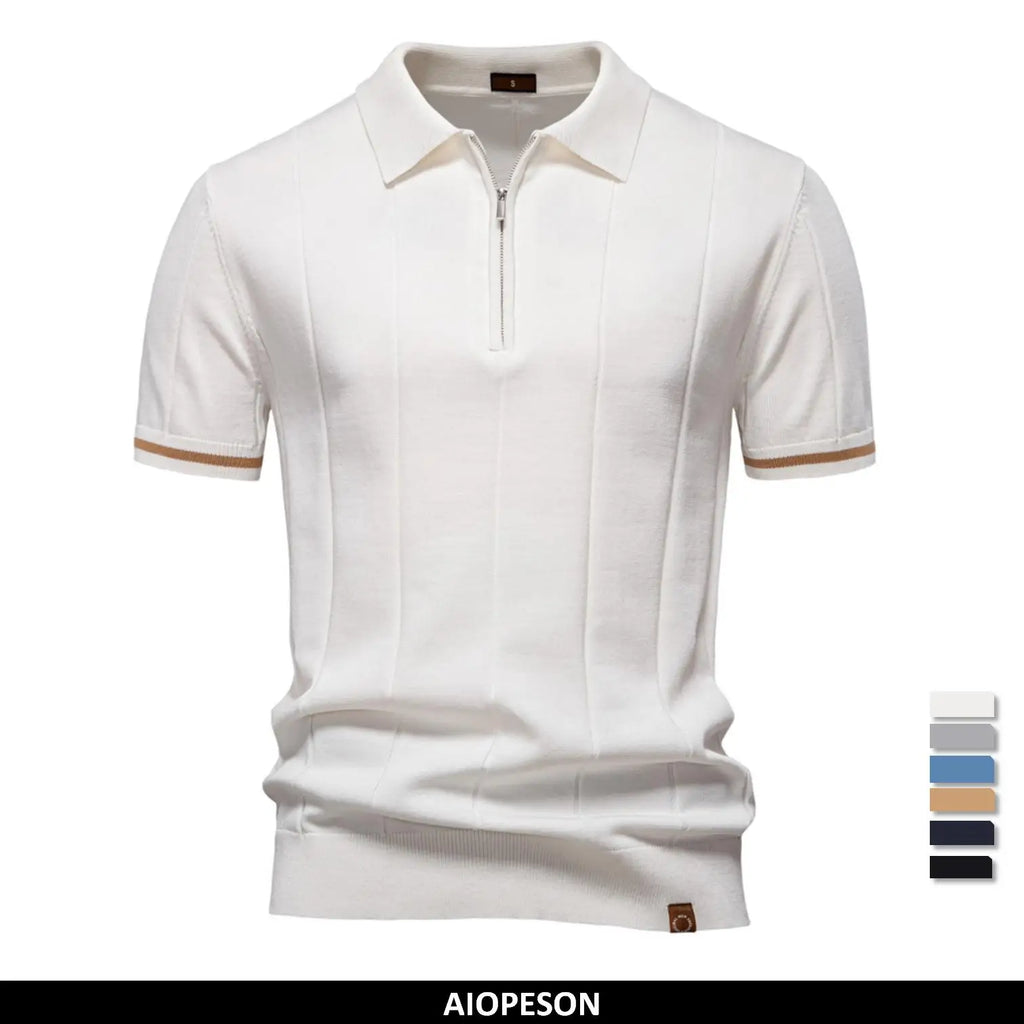 Men’s Slim Fit Polo Shirt with Zipper – Sporty & Smart Casual Style