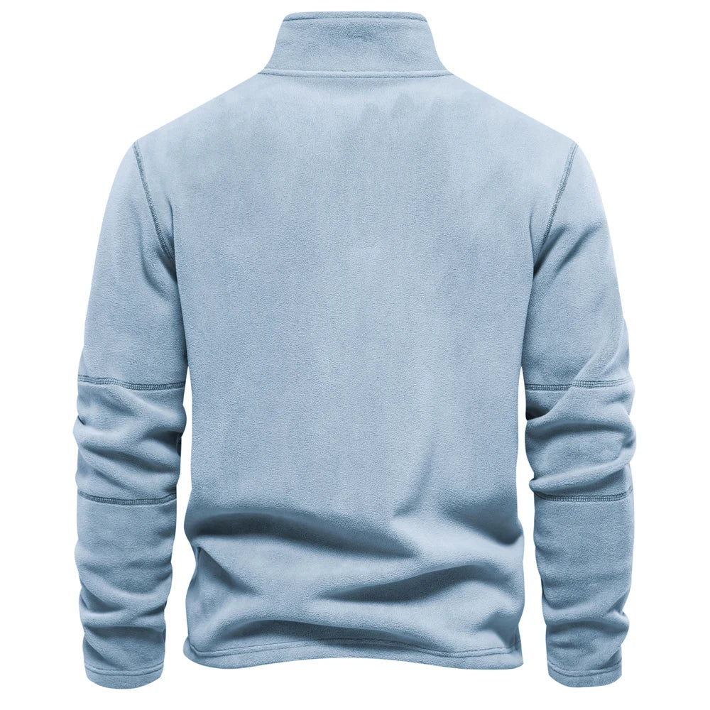 Men’s Thick Fleece Jacket – Warm Zipper Neck Pullover Sweatshirt