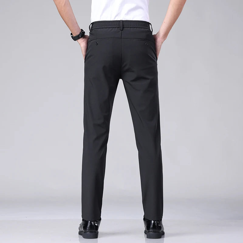 Men’s Ultra-Thin Ice Silk Casual Trousers – Slim Straight Quick-Drying Summer Pants