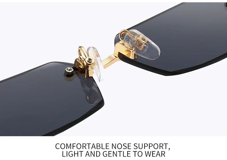 Rimless Rectangle Sunglasses – Fashionable Shades