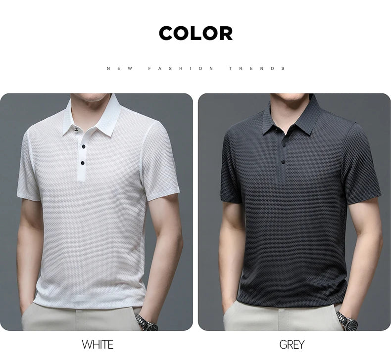 Men’s Ice Silk Polo Shirt – Breathable, Wrinkle-Resistant Summer Top