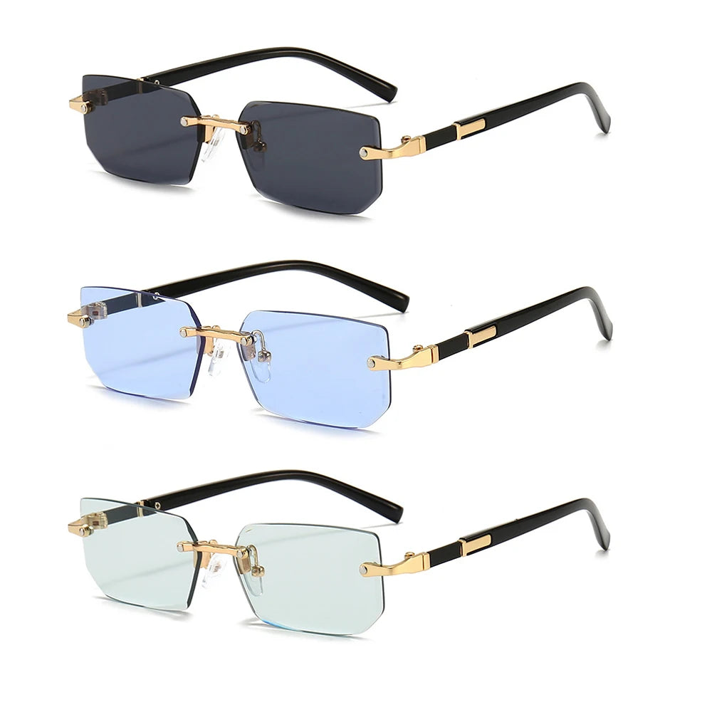 Rimless Rectangle Sunglasses – Fashionable Shades