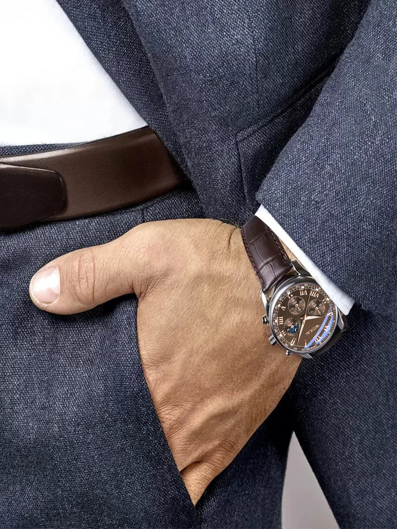 Men’s Vintage Watch – Gold Dial with Leather Strap