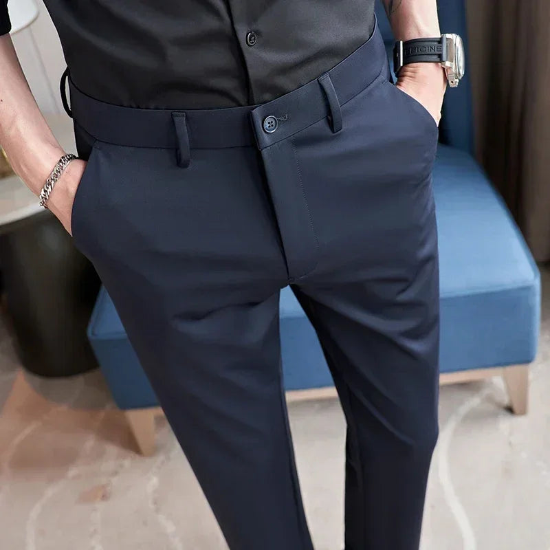 Men’s Slim Fit Stretch Suit Pants – Korean Style, Casual & Business