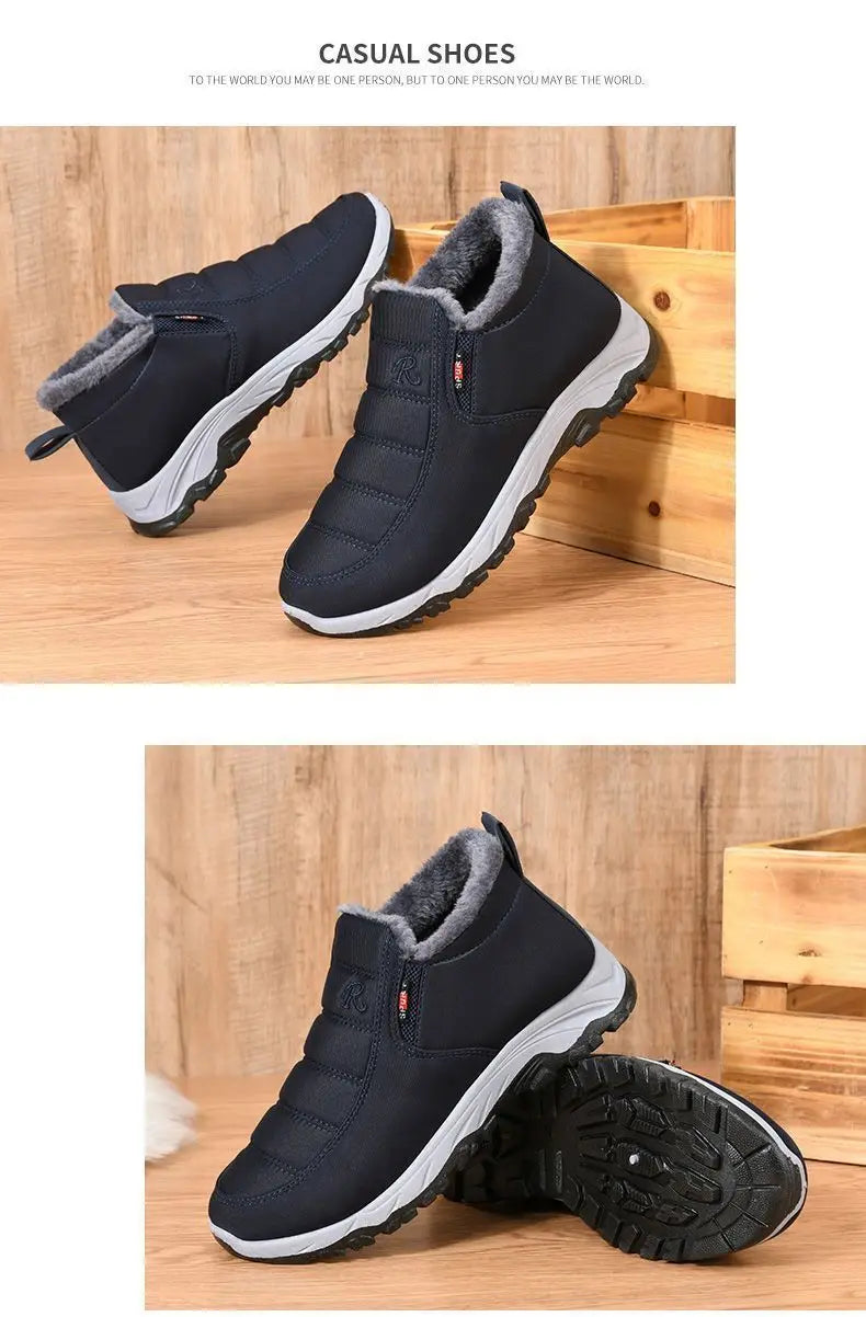 Men’s Winter Casual Warm Shoes – Slip-On, Plush Lining & Chunky Sole