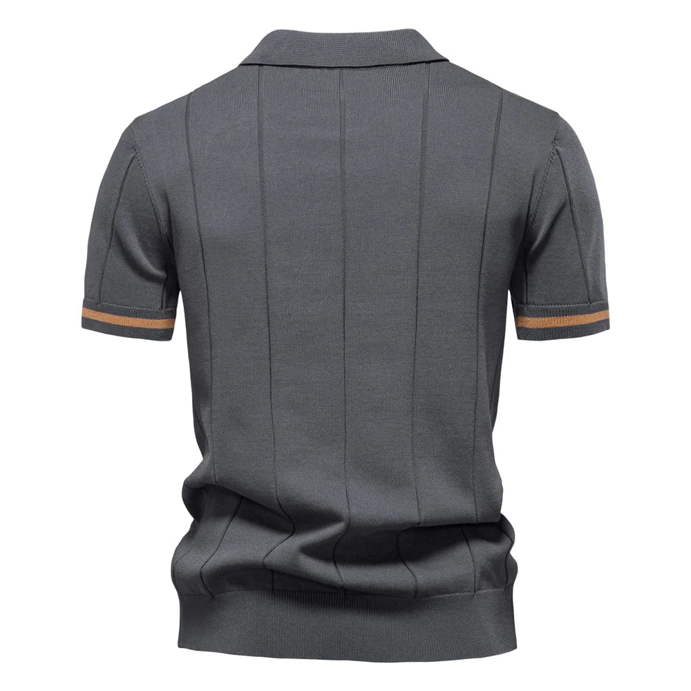 Men’s Slim Fit Polo Shirt with Zipper – Sporty & Smart Casual Style