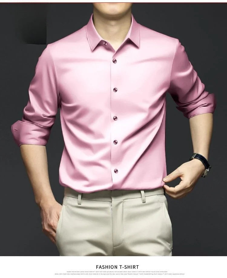 Seamless Long Sleeve Shirt – Wrinkle-Free Business Casual with High Elasticity