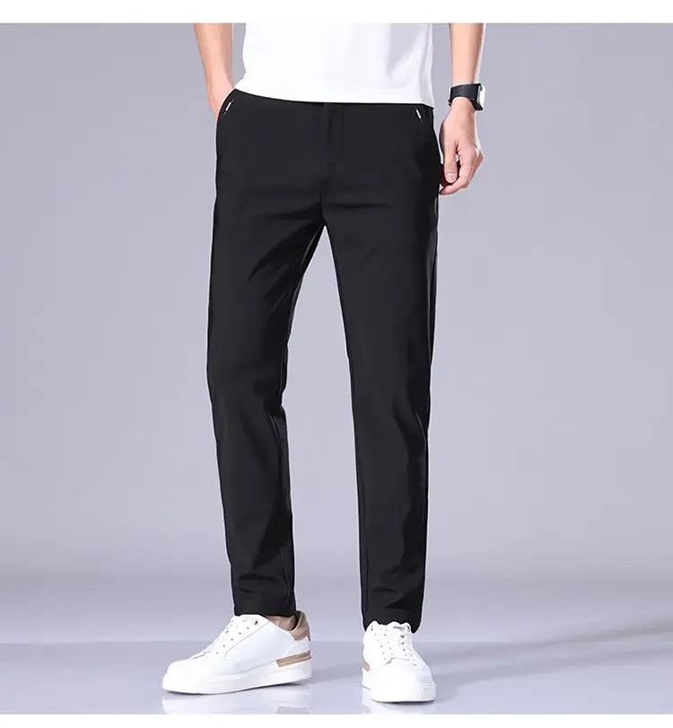 Men’s Ice Silk Slim Trousers – Lightweight & Quick-Dry