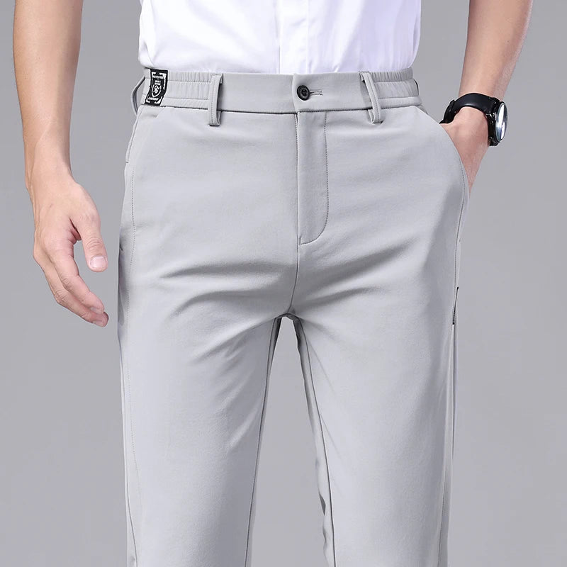 Men’s Ultra-Thin Ice Silk Casual Trousers – Slim Straight Quick-Drying Summer Pants