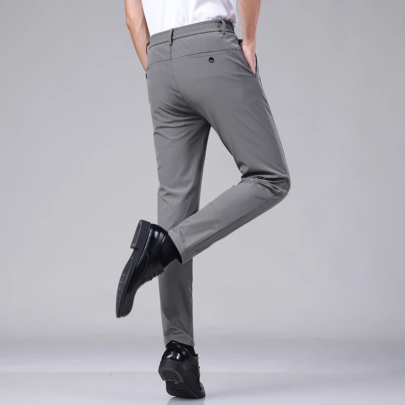 Men’s Ultra-Thin Ice Silk Casual Trousers – Slim Straight Quick-Drying Summer Pants