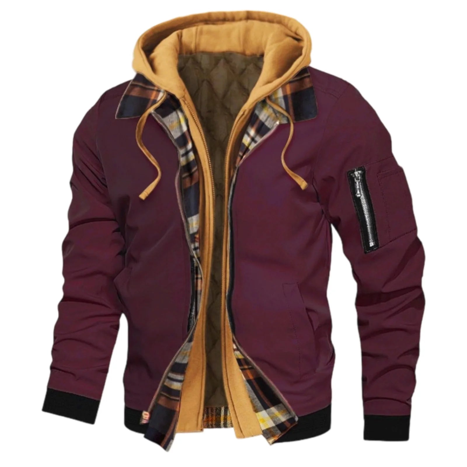 Men's Winter Hooded Jacket – Casual Fake Two-Piece Design