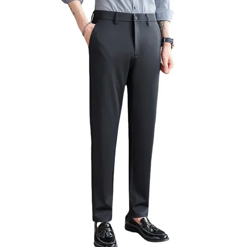 Men’s Slim Fit Stretch Suit Pants – Korean Style, Casual & Business