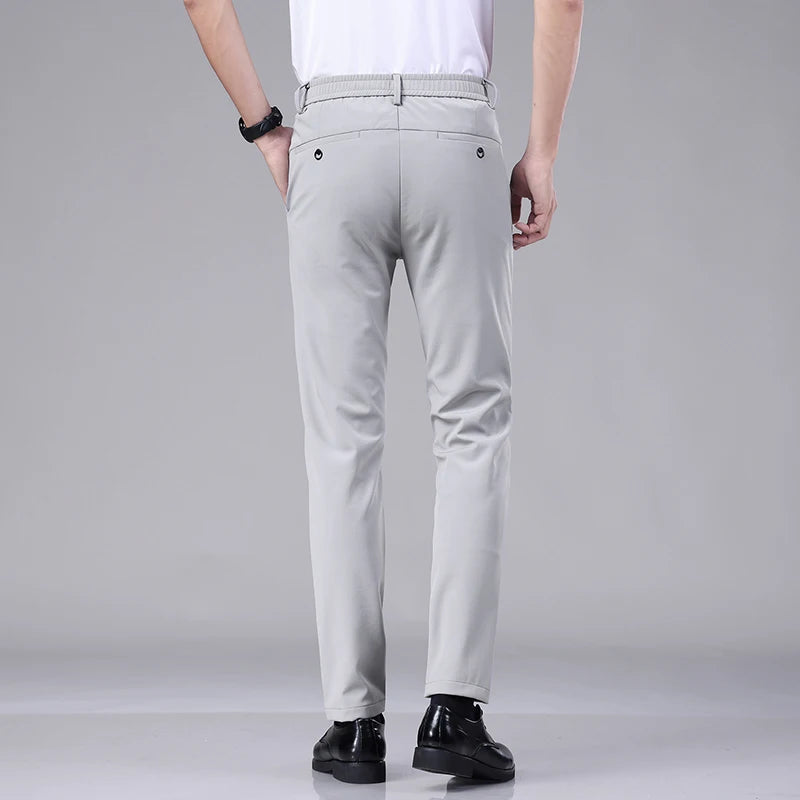 Men’s Ultra-Thin Ice Silk Casual Trousers – Slim Straight Quick-Drying Summer Pants