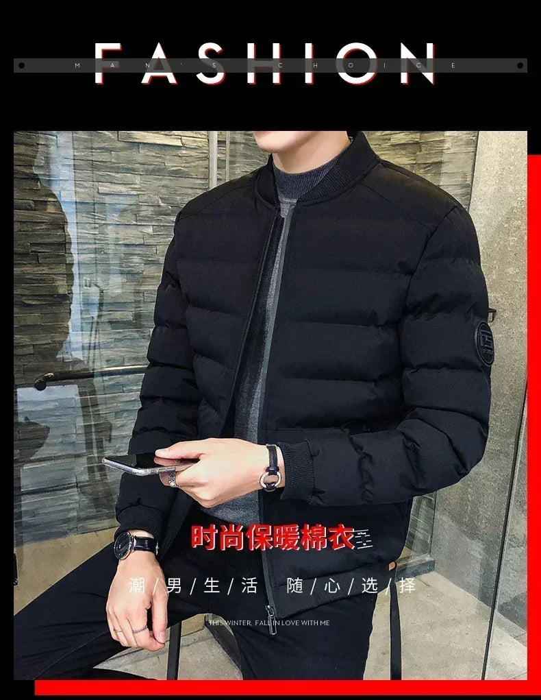 Men’s Winter Down Jacket – Slim Casual Hooded Parka, Warm & Windproof