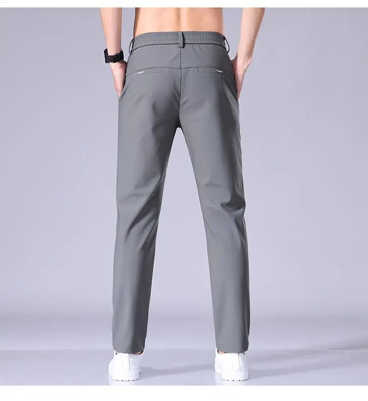 Men’s Ice Silk Slim Trousers – Lightweight & Quick-Dry