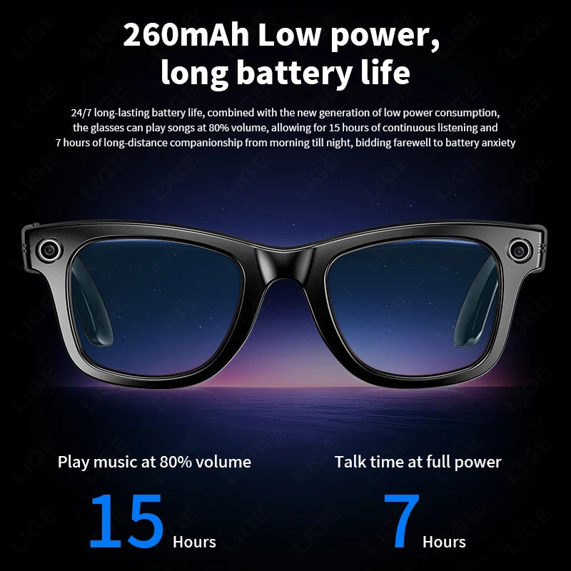 AI Smart Photochromic Glasses 4K  – Camera, Bluetooth Call, Music & Real-Time Translation