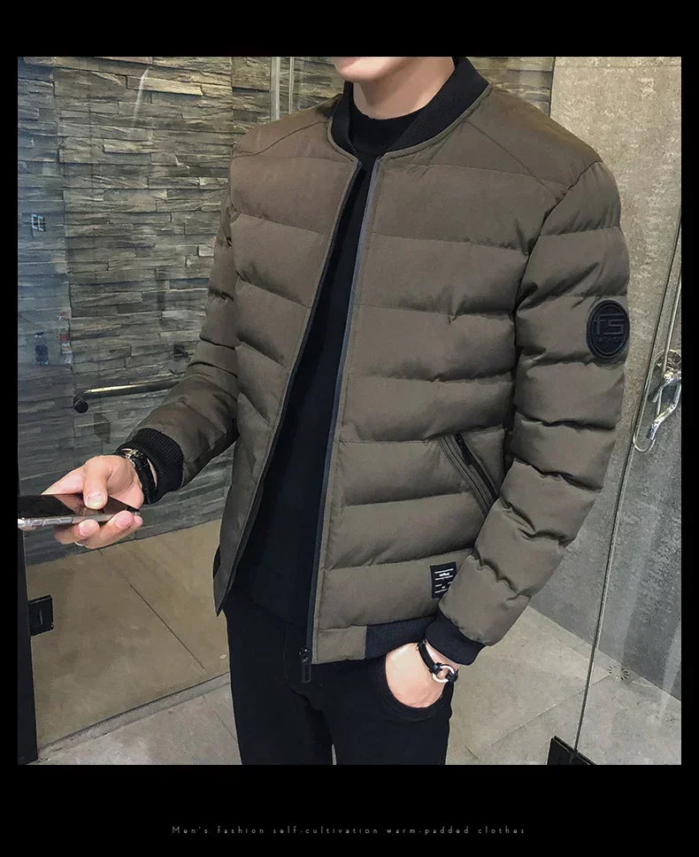 Men’s Winter Down Jacket – Slim Casual Hooded Parka, Warm & Windproof