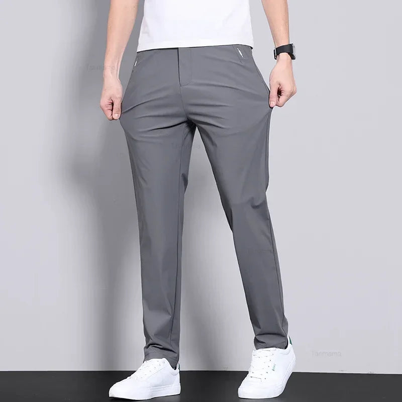 Men’s Ice Silk Slim Trousers – Lightweight & Quick-Dry