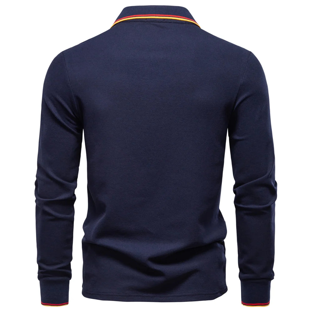 Men’s Sweater AIOPESON – Long Sleeve Mock Neck Cotton Blend with Luxury Touch