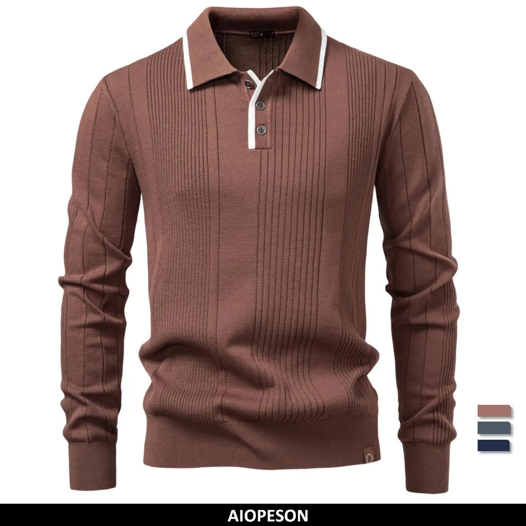 Men’s Long Sleeve Button-Down Polo Shirt – Autumn/Winter Collection