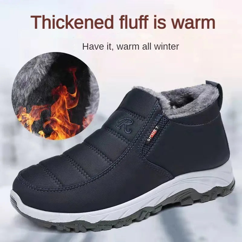 Men’s Winter Casual Warm Shoes – Slip-On, Plush Lining & Chunky Sole