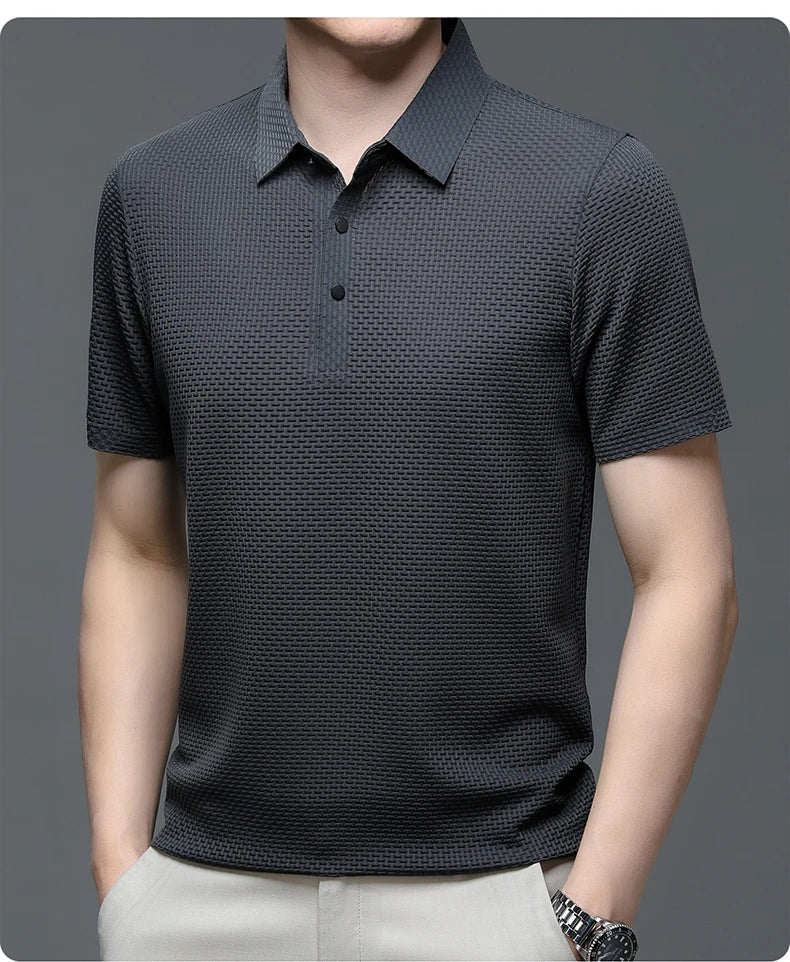 Men’s Ice Silk Polo Shirt – Breathable, Wrinkle-Resistant Summer Top