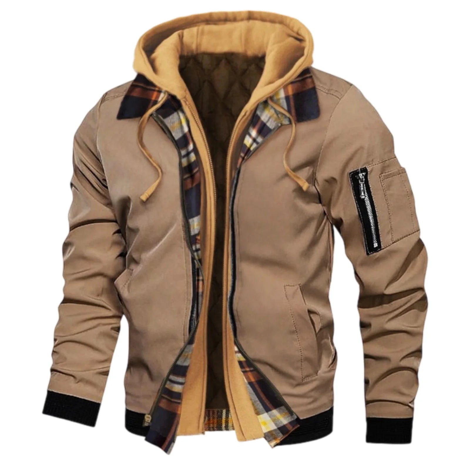 Men's Winter Hooded Jacket – Casual Fake Two-Piece Design