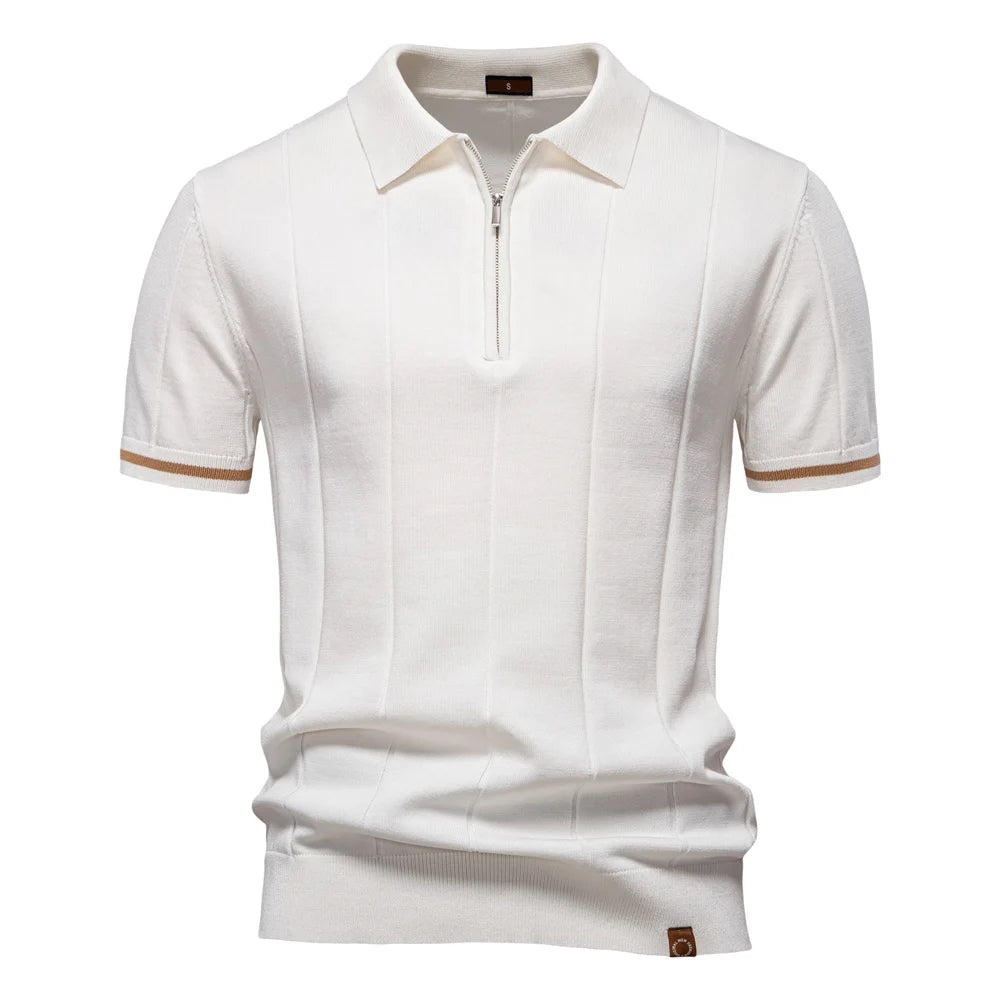 Men’s Slim Fit Polo Shirt with Zipper – Sporty & Smart Casual Style