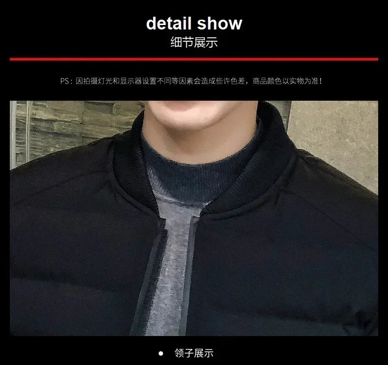 Men’s Winter Down Jacket – Slim Casual Hooded Parka, Warm & Windproof