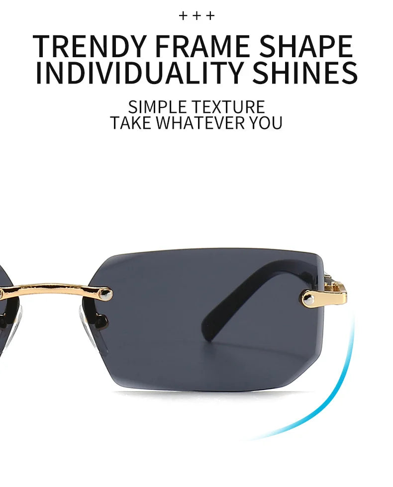 Rimless Rectangle Sunglasses – Fashionable Shades