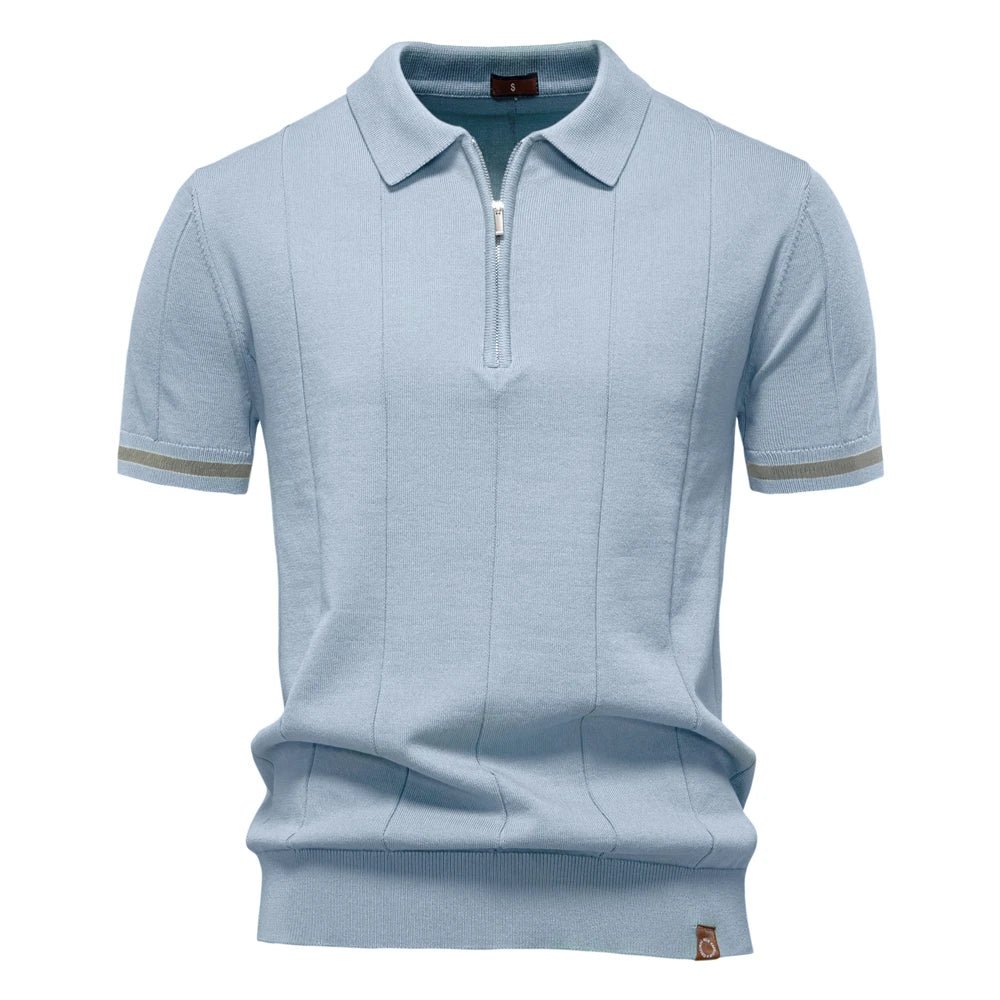 Men’s Slim Fit Polo Shirt with Zipper – Sporty & Smart Casual Style