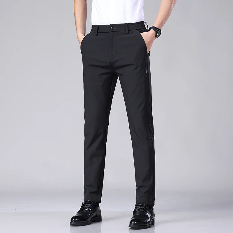 Men’s Ultra-Thin Ice Silk Casual Trousers – Slim Straight Quick-Drying Summer Pants