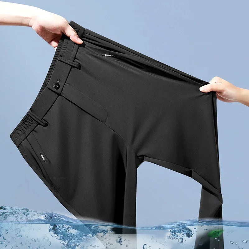 Men’s Ice Silk Slim Trousers – Lightweight & Quick-Dry