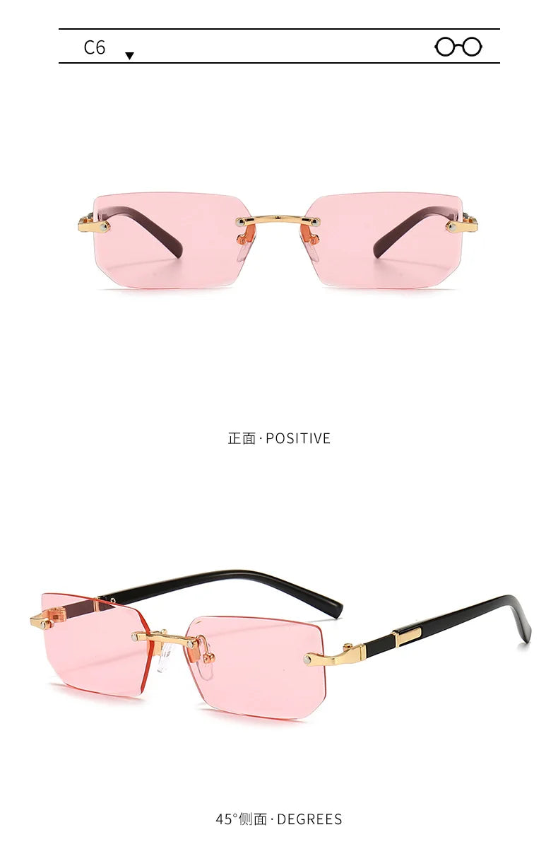 Rimless Rectangle Sunglasses – Fashionable Shades